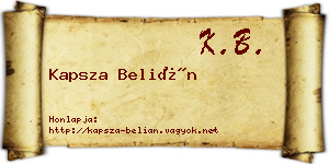 Kapsza Belián névjegykártya